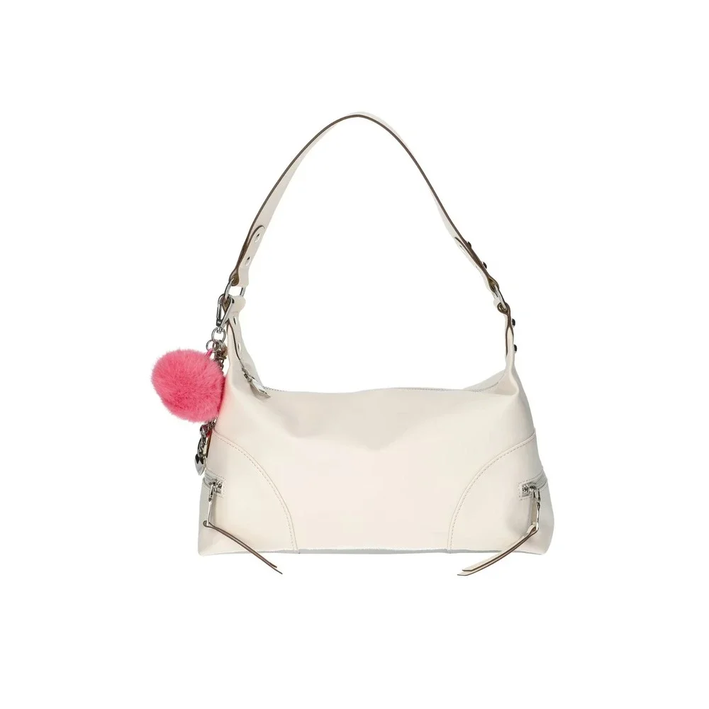 Madden NYC Women's Handbag Tote 2360 Hobo‎ Side Zipper Faux Leather, Cream